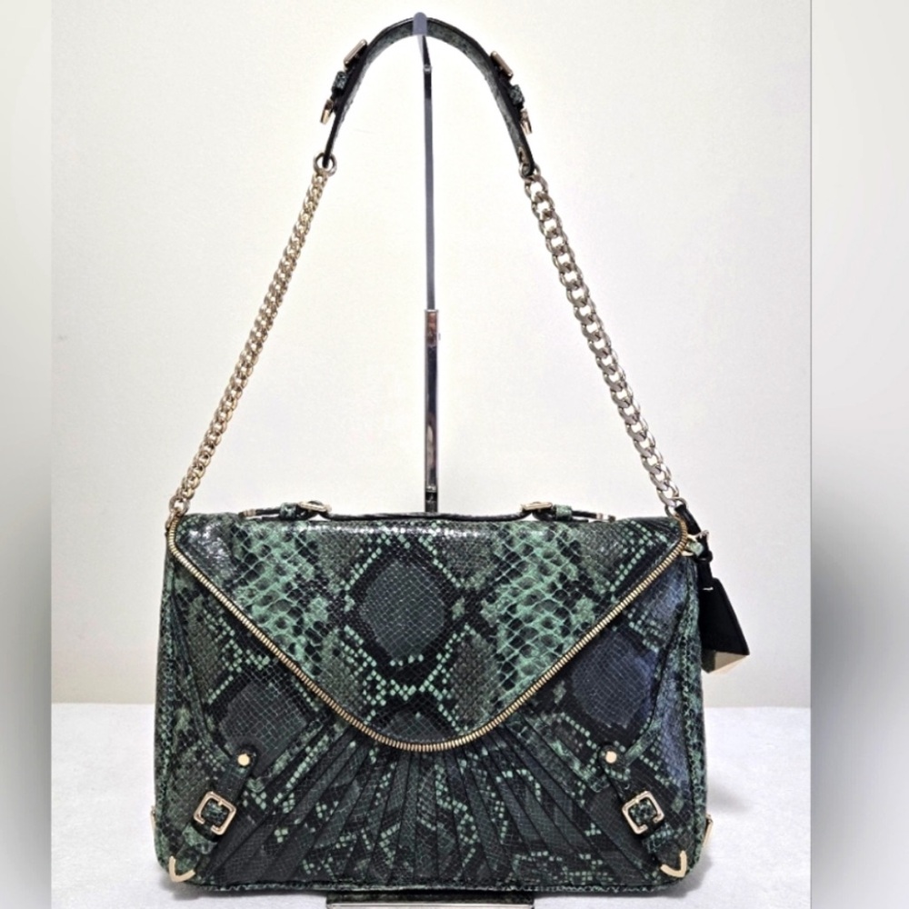 Rebecca Minkoff Collection Green Python Embossed Leather Cali Shoulder Bag